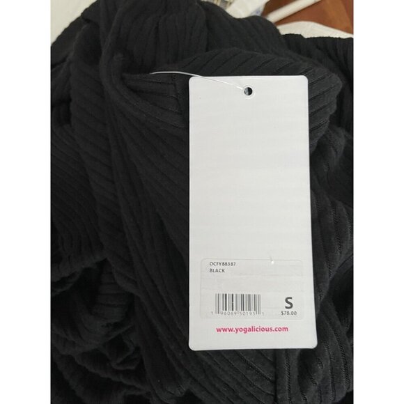 NWT YOGALICOUS Black Long Ribbed Side Slit Duster Cardigan, S - Picture 11 of 12